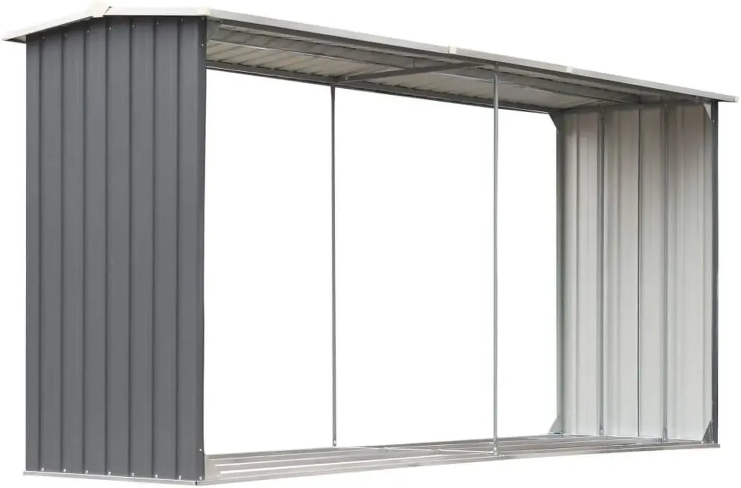 Kaminholzregal aus verzinktem Stahl, 330 x 92 x 152 cm, wetterfest für den Garten in Grau